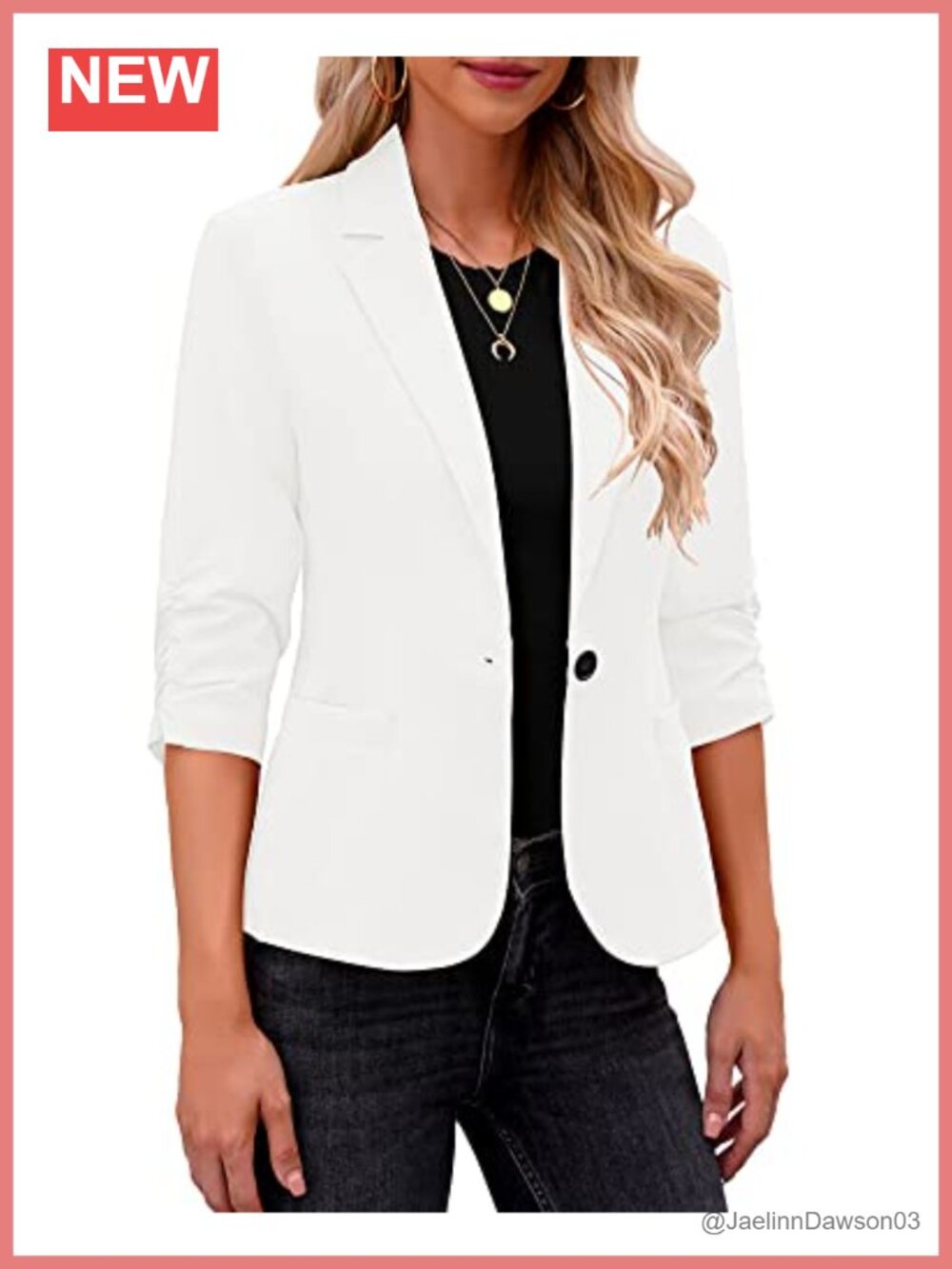 3/4 Sleeve Blazer Lightweight Polyester Business Casual Women